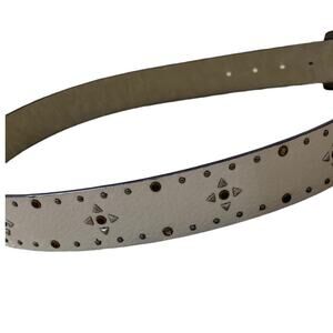 Fashion Belt S/M (31"-35") White Stud Embleshments Silver Toned Square Buckle